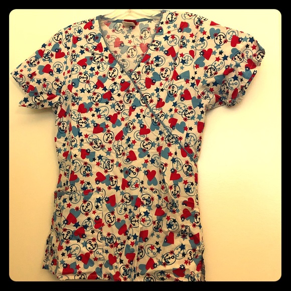 248. Scrub Top- Dickies Hearts and Anchors - Picture 1 of 5